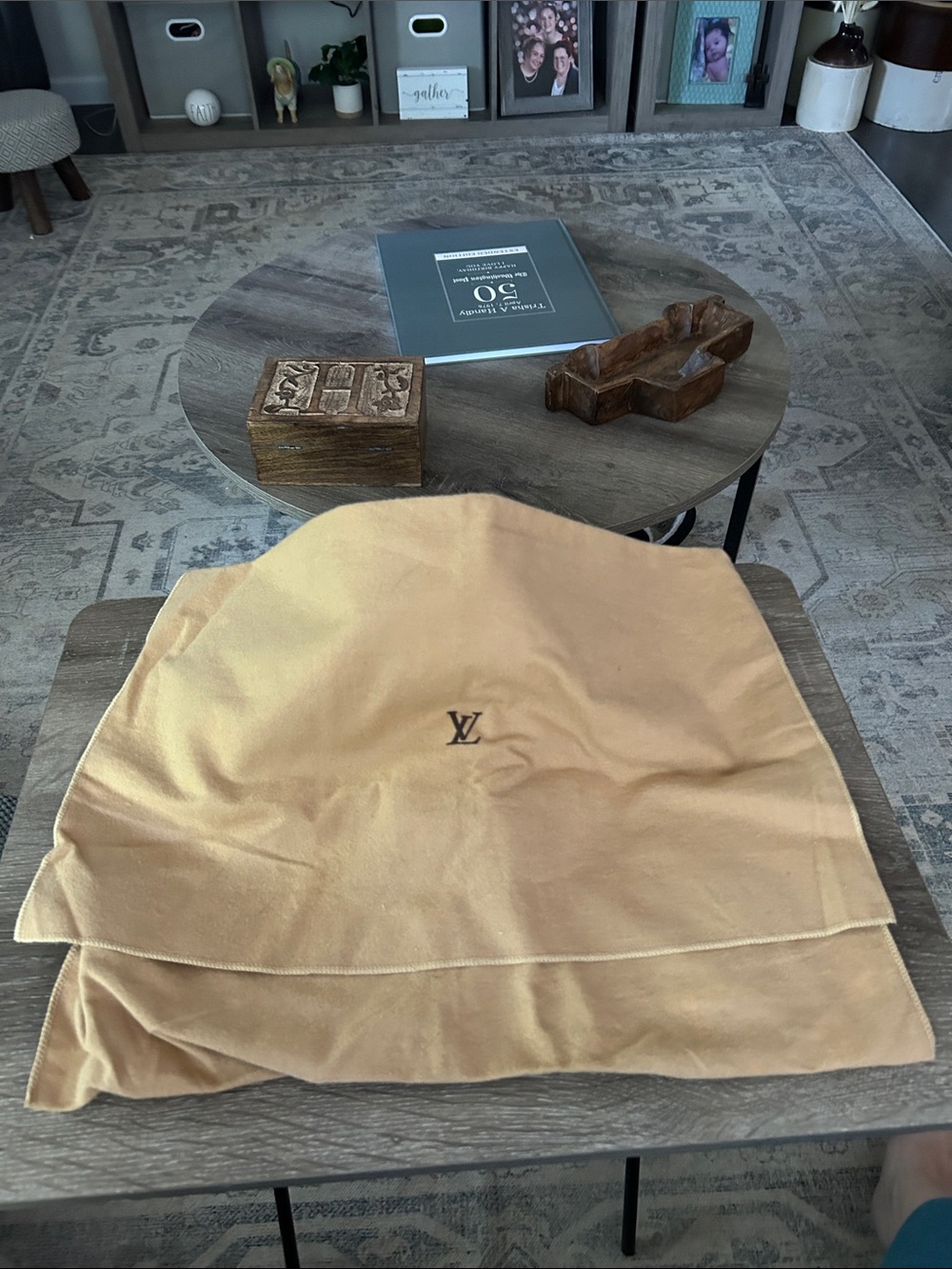 Louis Vuitton Beige Dust Cover with Dark Brown LV 12x18